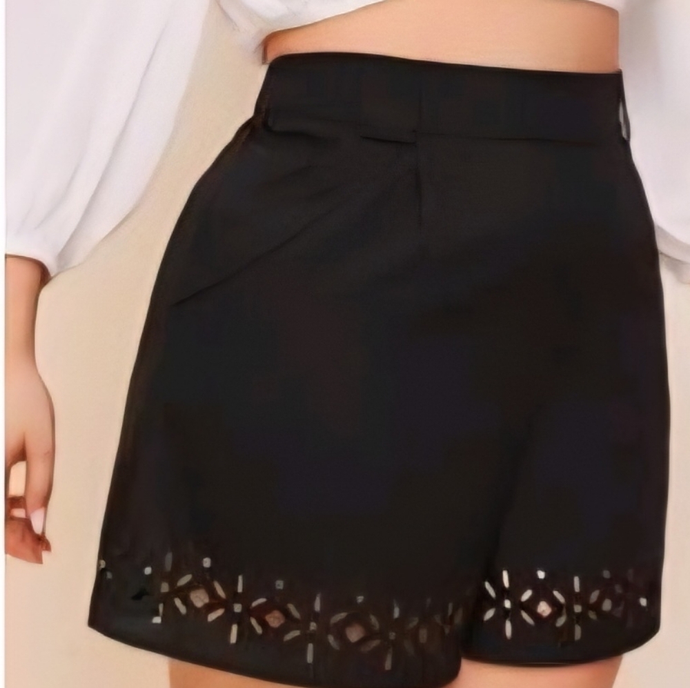 SHEIN Black High Waist Women's Shorts with Cutout Design